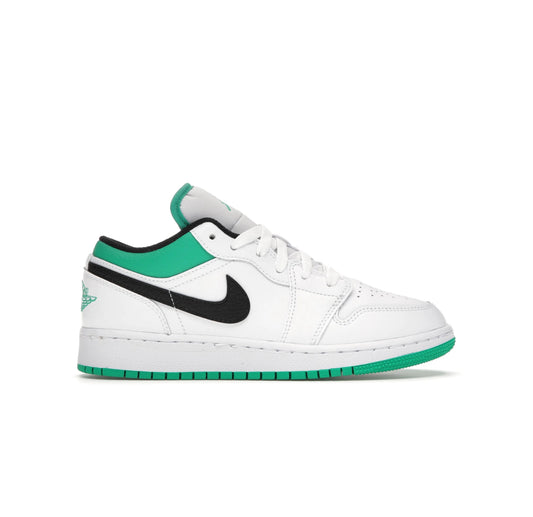 Jordan 1 Low White Lucky Green Tumbled Leather (GS)