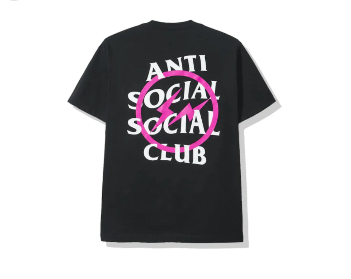 Anti Social Social Club x Fragment Pink Bolt Tee Black