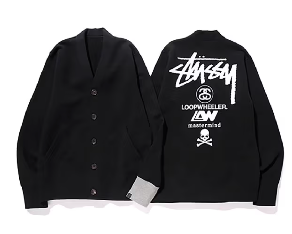 Stussy x Mastermind Japan x Loopwheeler Cardigan Black