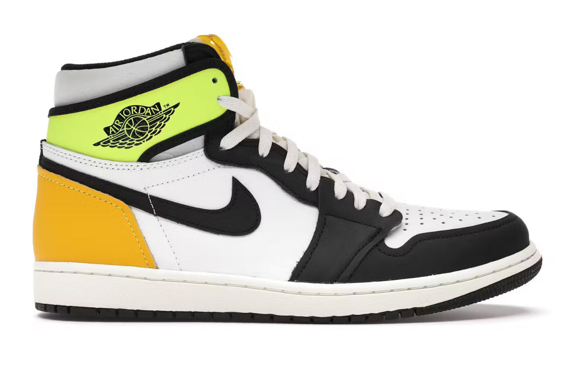 Jordan 1 Retro High White Black Volt University Gold